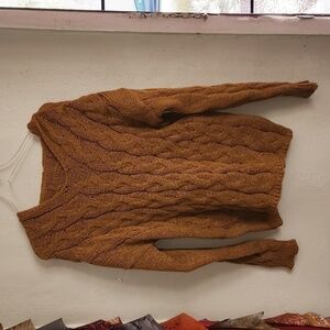 - NWOT Solid Oversize Knit Pullover Hooded Sweaters, Casual V Neck Sweater